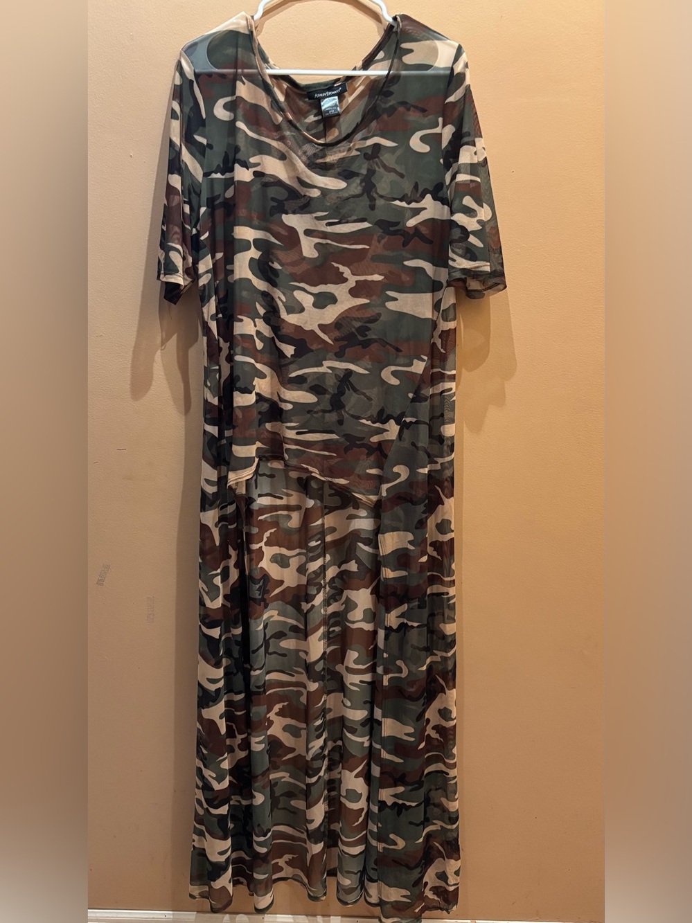 Ashley Stewart camouflage mesh sheer high low dress size 22/24
